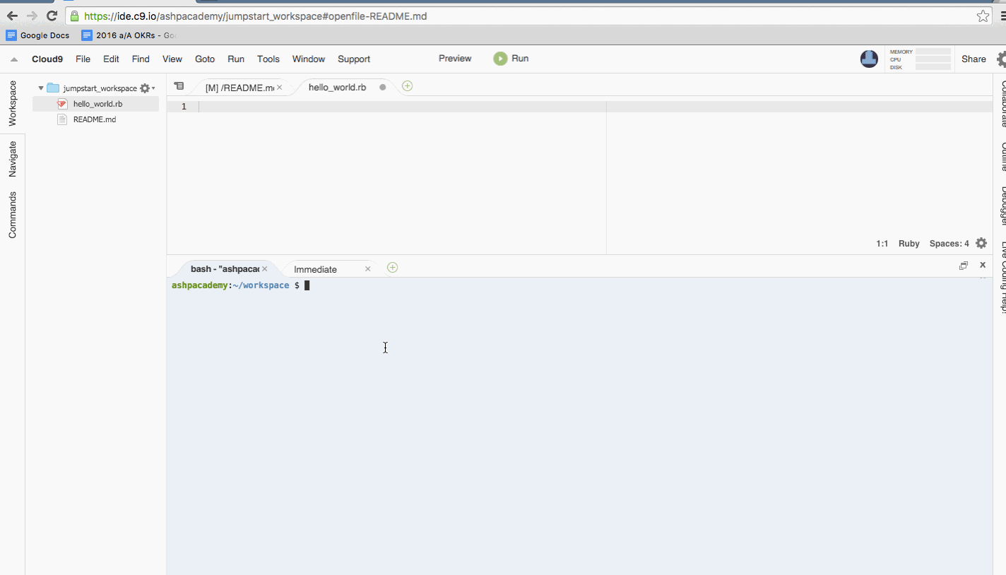 Debugger Setup Cloud9